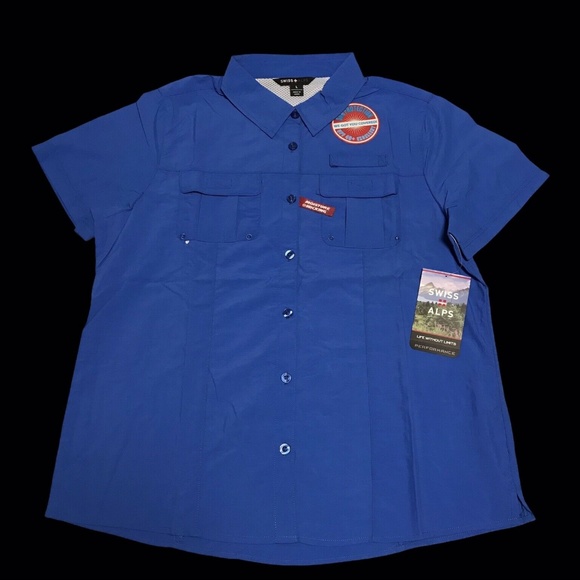 Swiss Alps Womens Nylon Fishing Shirt UPF 40+ Sun Protection Blue Size XL - Picture 2 of 9